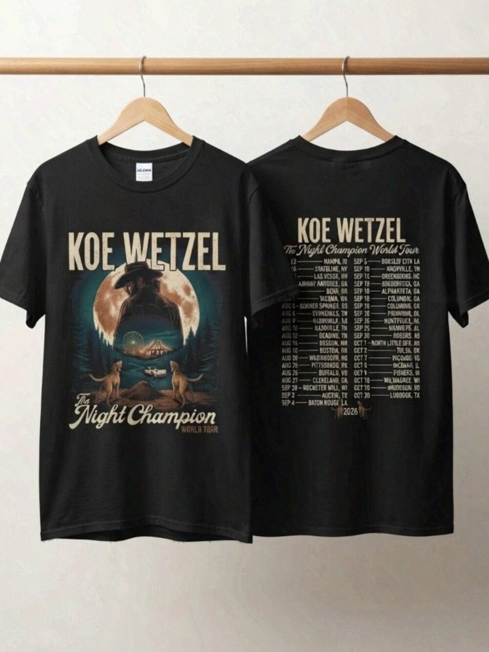 Koe Wetzel Tour 2026 Unisex Shirt The Night Champion tour 2026 Reprint